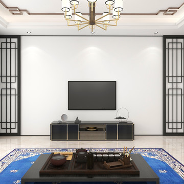 中式客廳電視背景墻樣機(jī)