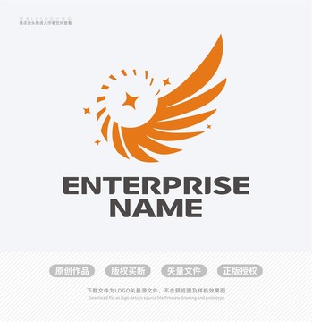 J字母凤凰翅膀LOGO标志