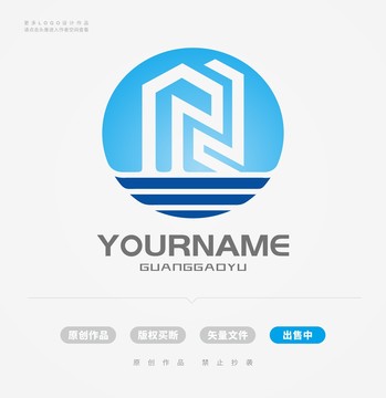 蓝色科技R字母logo