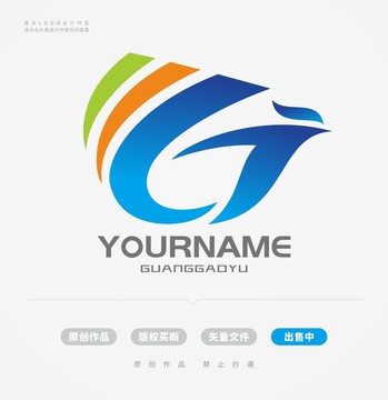 蓝色科技飞翔T字母LOGO