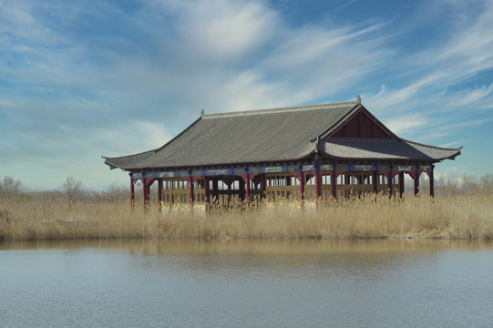 水泊中的建筑