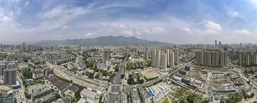 福建福州城市风光全景图航拍