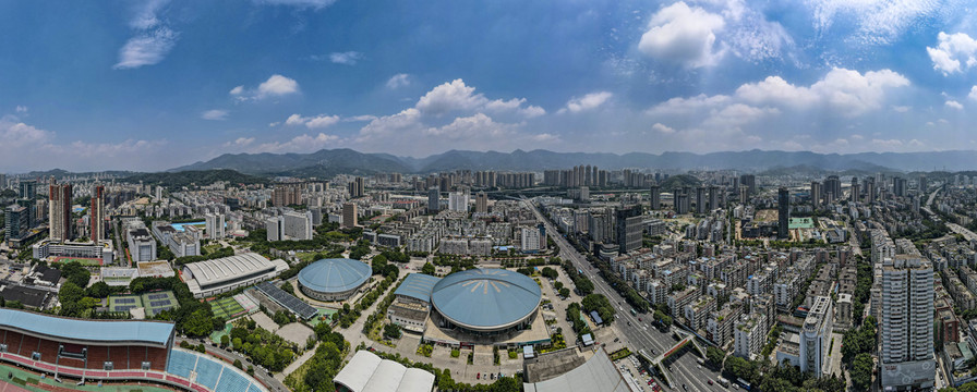 福建福州城市风光全景图航拍