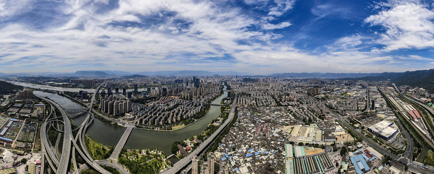 福建福州城市风光全景图航拍