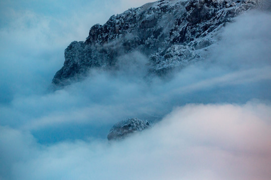 武功山雪景雾凇树挂云海