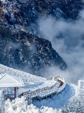 武功山雪景雾凇树挂