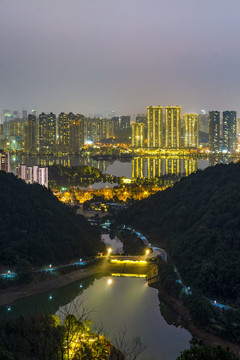 长沙梅溪湖高视角夜景