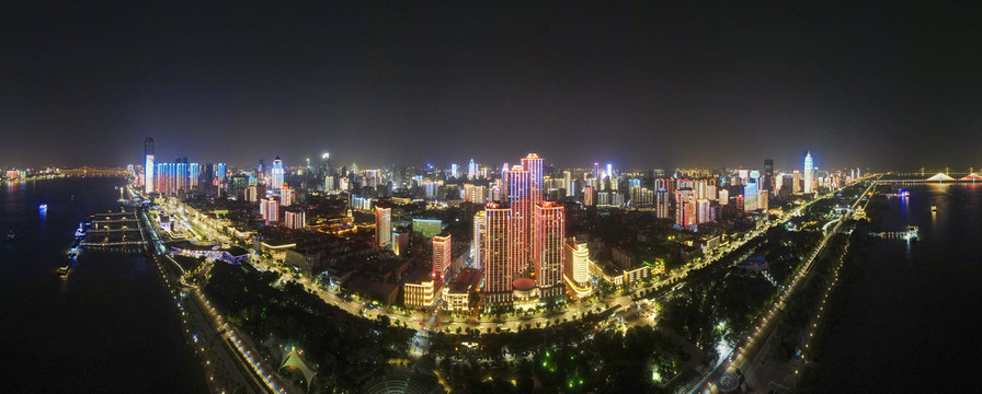 武汉城市夜景灯光秀全景图