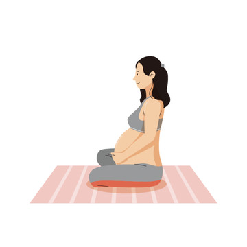 孕妇瑜伽插画