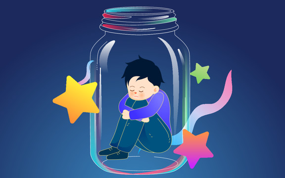 關注留守兒童世界自閉癥日插畫