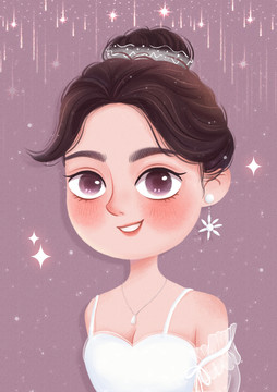 新娘頭像插畫