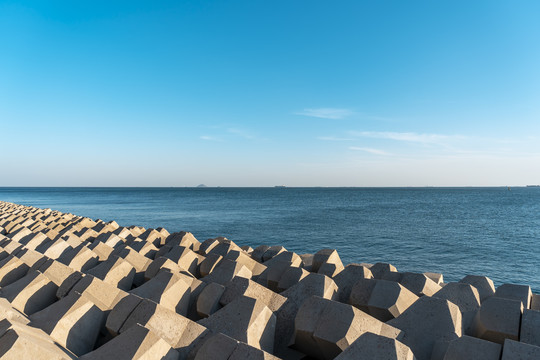 海洋海景和防浪堤