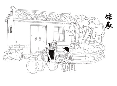 老壇酸菜制過(guò)程插畫