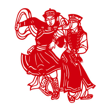 蒙古族少女剪紙