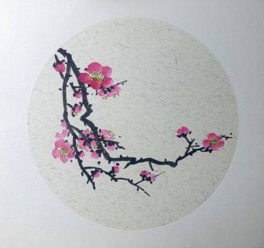 國畫紅梅一枝春暖舞風(fēng)疏點(diǎn)蕊