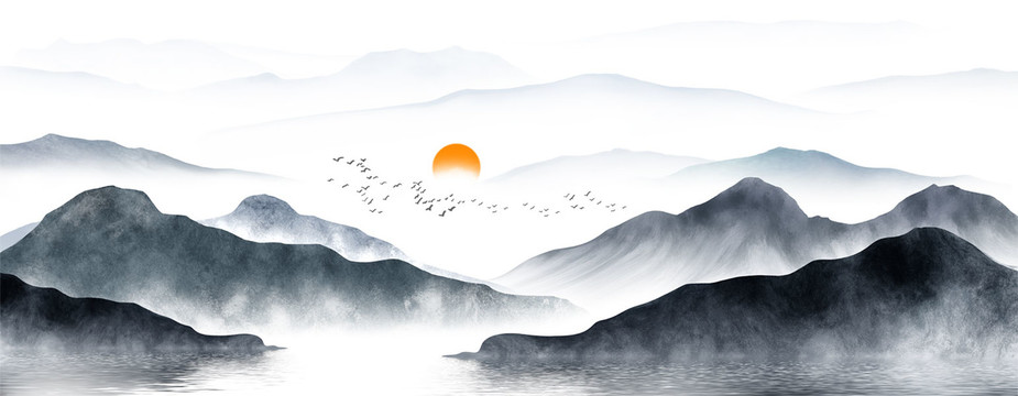 中式山水畫水墨畫