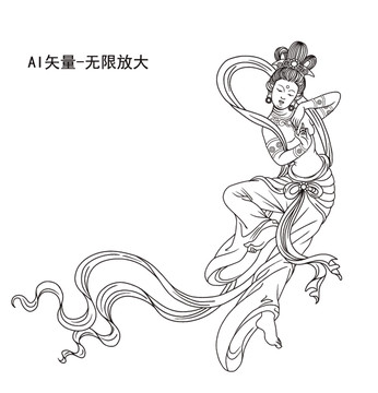舞樂仙女飛天敦煌矢量