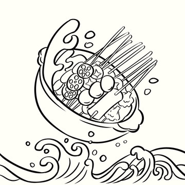 缽缽雞串串線稿