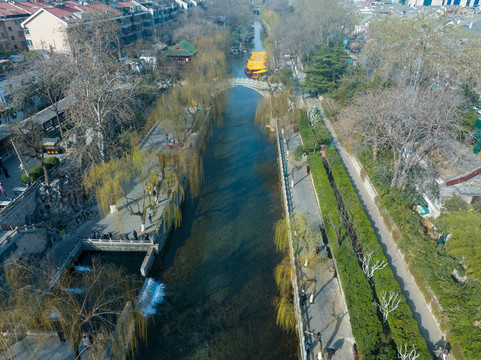 航拍济南护城河