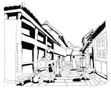 民國時期街道線稿