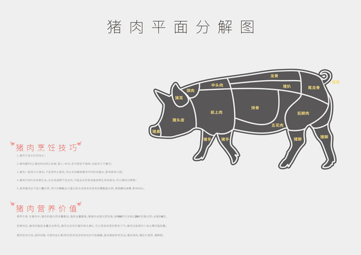 豬肉平面分解圖