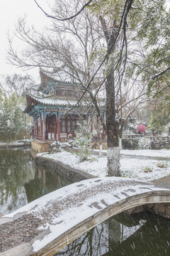 云南昆明大观公园小观楼雪景