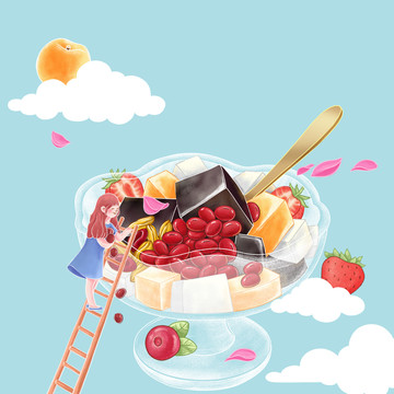 龜苓膏插畫