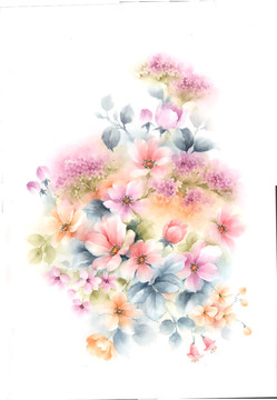 手繪意境小花組合