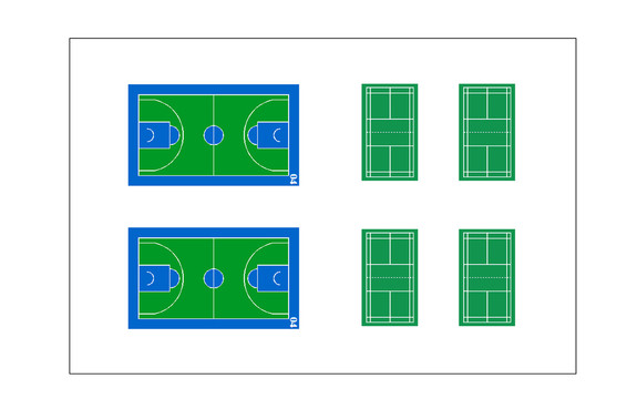 塑胶篮球场平面图羽毛球场设计