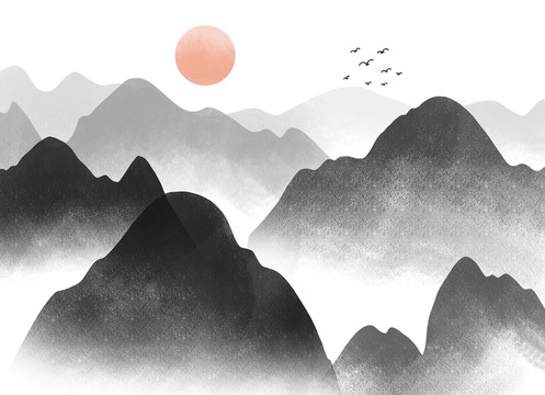 水墨風(fēng)格山水畫(huà)
