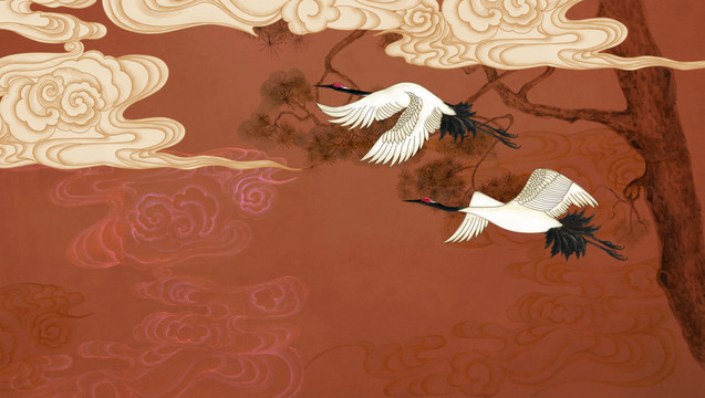 國(guó)潮仙鶴插畫