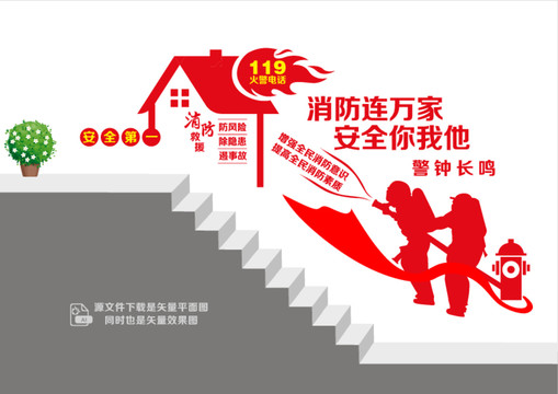 消防安全意識樓梯墻