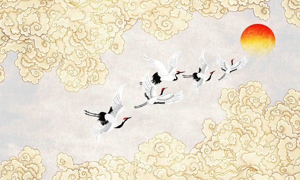 祥云云紋仙鶴