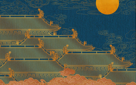 刺繡樓閣閣樓背景墻高端