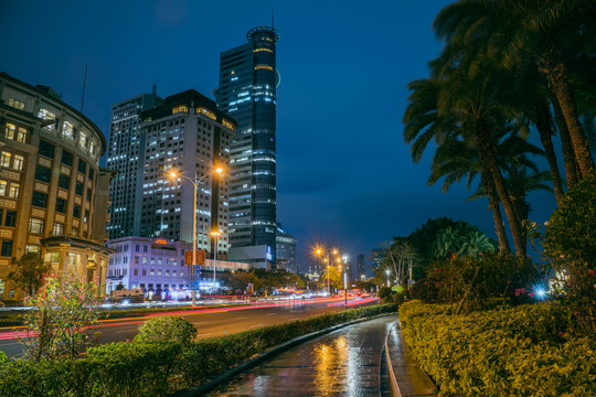 福建厦门鹭江道城市夜景