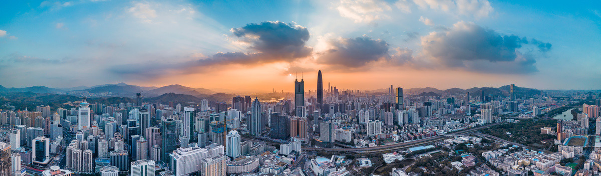 深圳罗湖区城市风光航拍全景