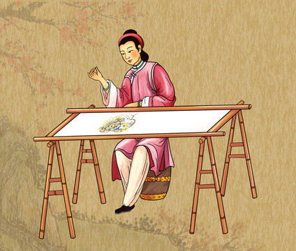 刺繡針繡插畫