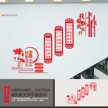 核心價值觀樓梯樓道展板