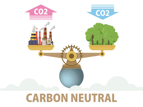 碳中和脱碳扁平化插图