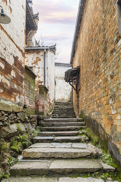 江西婺源篁岭景区的石板路