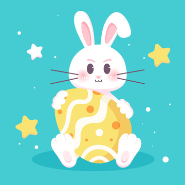 复活节兔子彩蛋森林动物插画