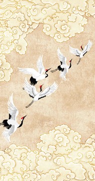 祥云仙鶴掛畫壁畫