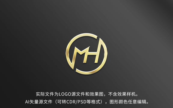 MH字母LOGO标志设计