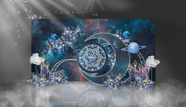 室內(nèi)星空藍(lán)色婚禮效果圖
