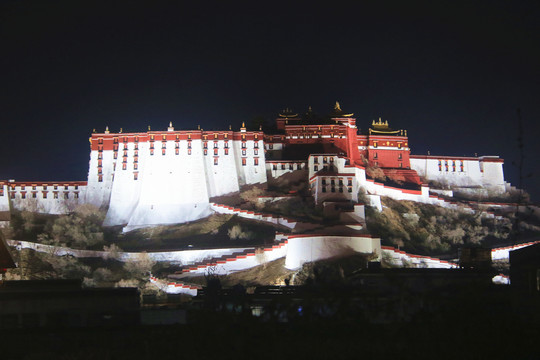 布达拉宫背面夜景