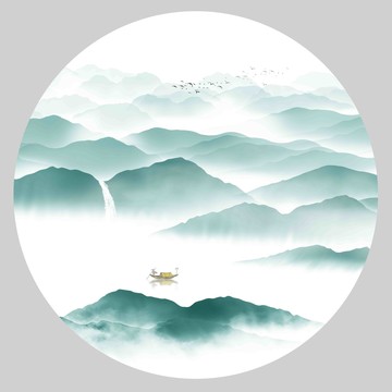 中式水墨山水畫