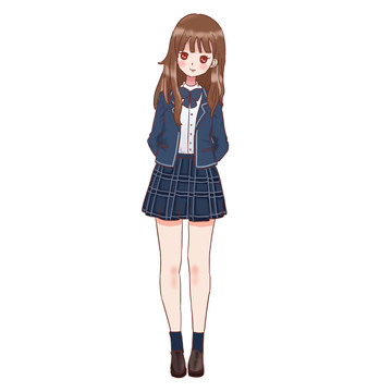 漫畫二次元制服女孩卡通元素
