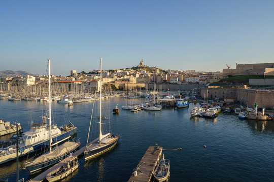法国马赛老港及城市风光