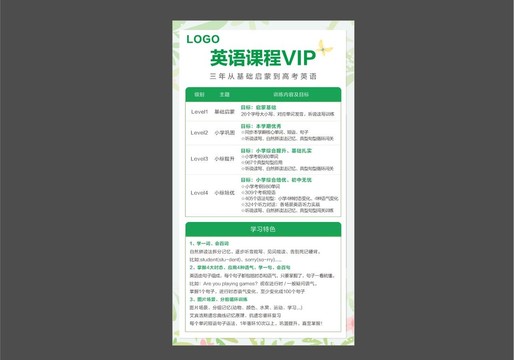 英語課程VIP招生海報