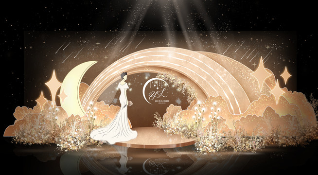 香檳色星空婚禮效果圖